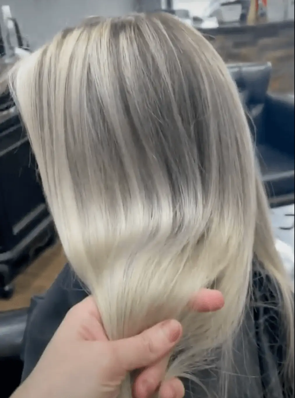 How to Tone Down Brassy Hair  @Taki Salon & Spa uses Ugly Duckling 10V  Pearl Blonde Toner, 7VV & Ash Grey Additive to tone down the orange and  produce this beautiful